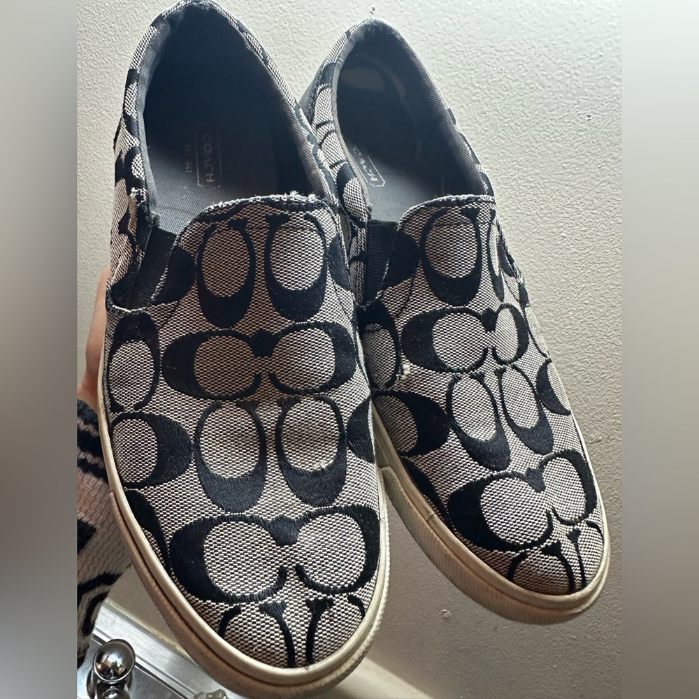 Coach Monogram Black and White Slip-Ons - Picture 2 of 13